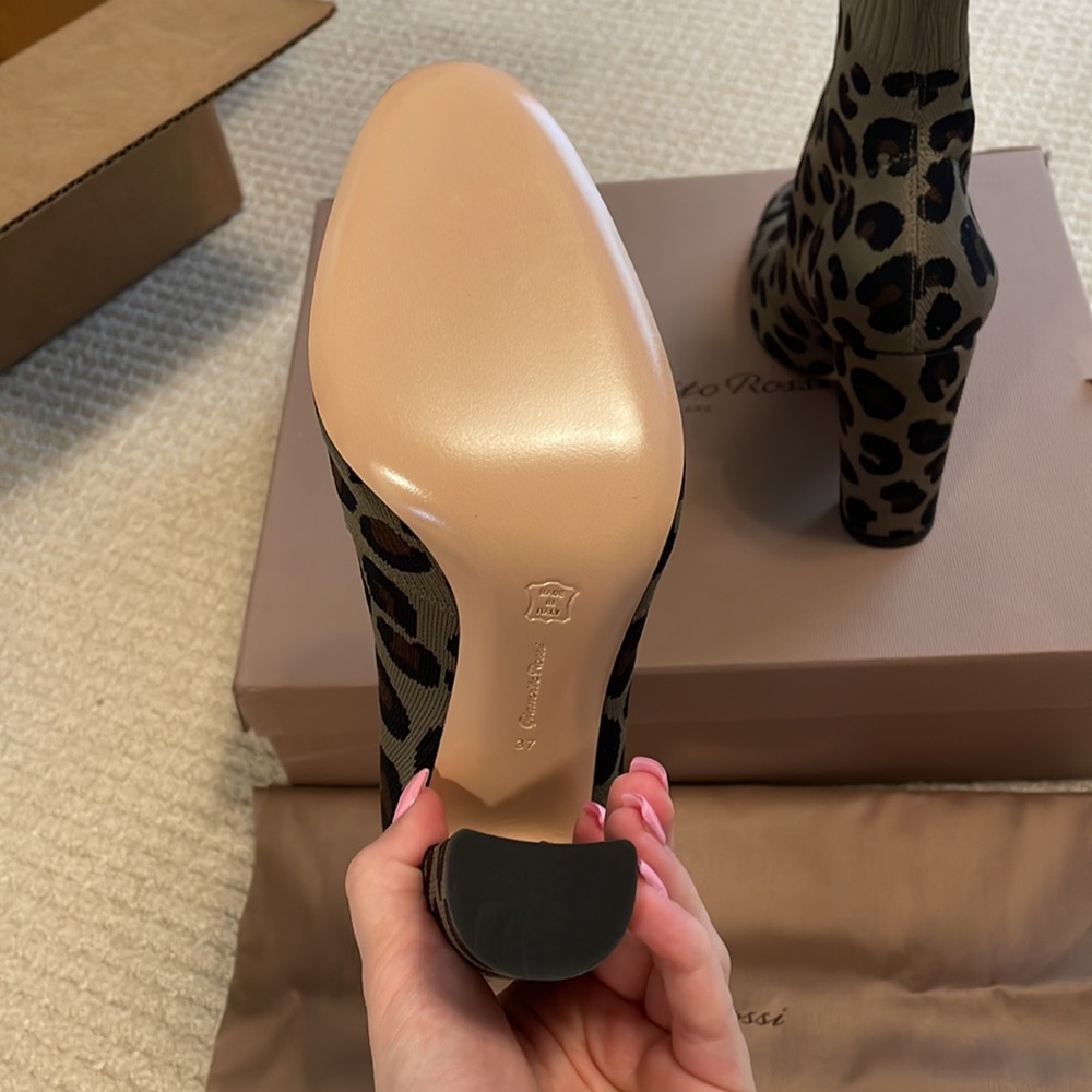 Gianvito Rossi Leopard Print Ankle Boots - Black and Tan - Picture 5 of 13